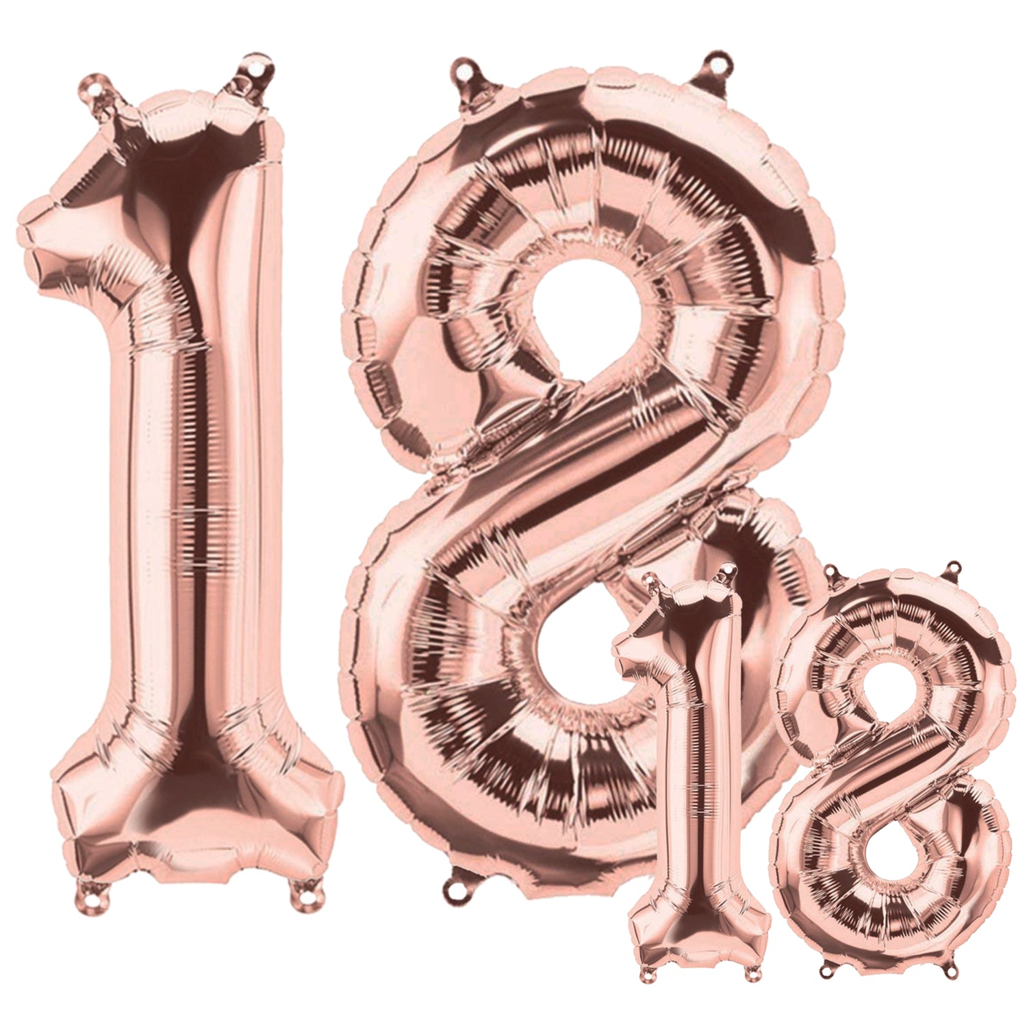 FUNXGO Folienballon - Zahl Set in Rosegold - 17 Zoll und 42 Zoll