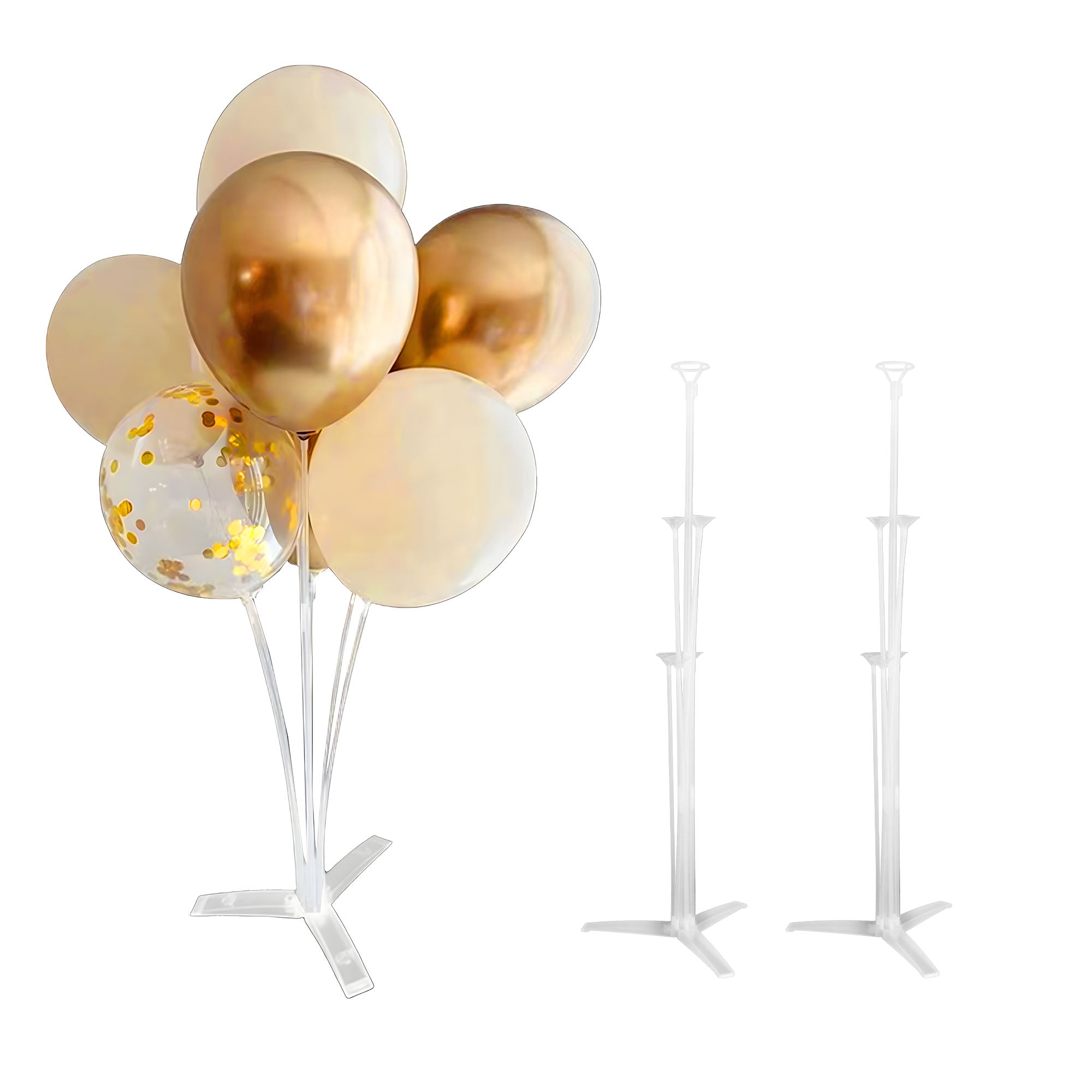 Ballonständer für 7 Luftballons - Rund oder Dreifuß - 70 cm, 2 Stück, für Tischdeko/Party (ohne Ballons)