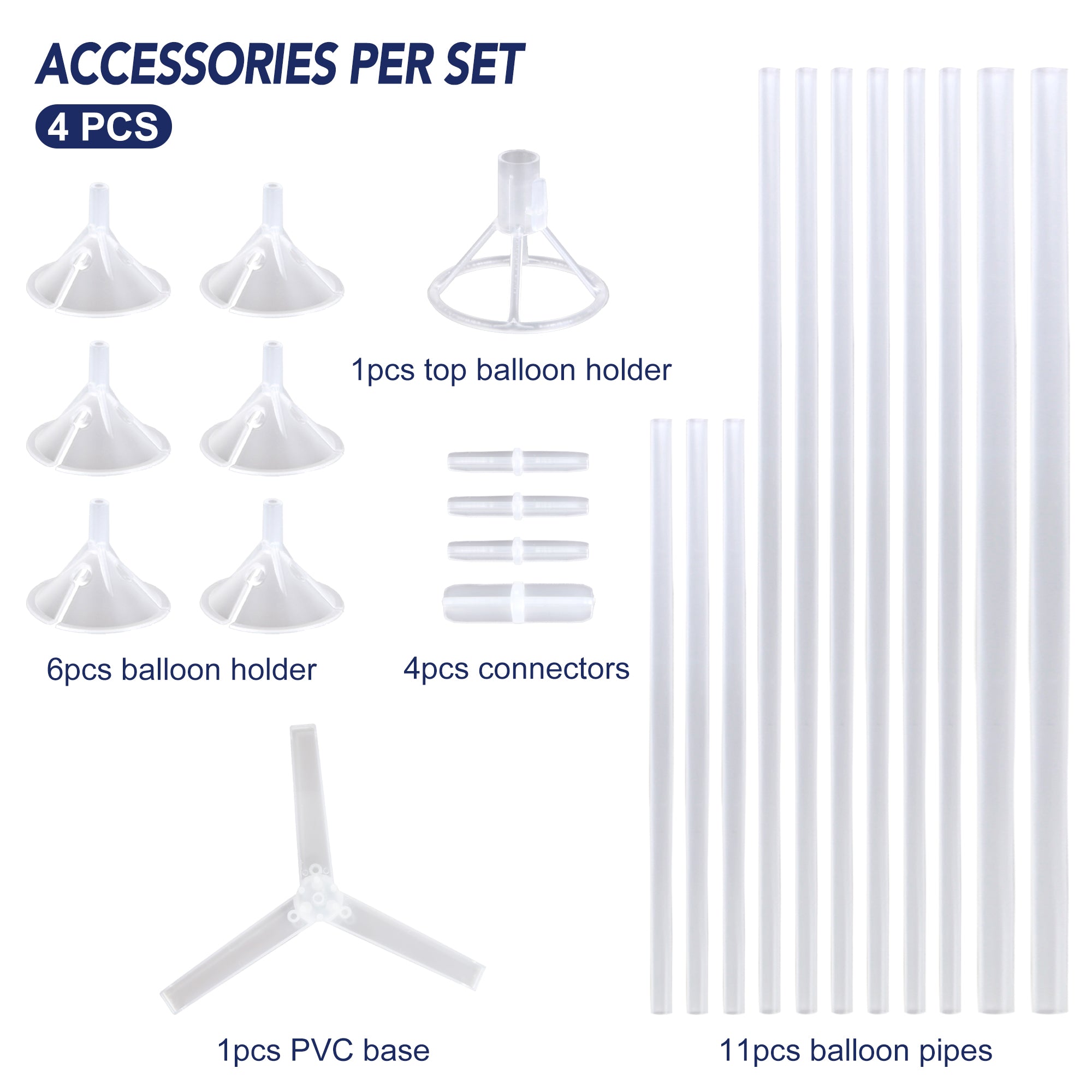 Ballonständer für 7 Luftballons - Rund oder Dreifuß - 70 cm, 2 Stück, für Tischdeko/Party (ohne Ballons)