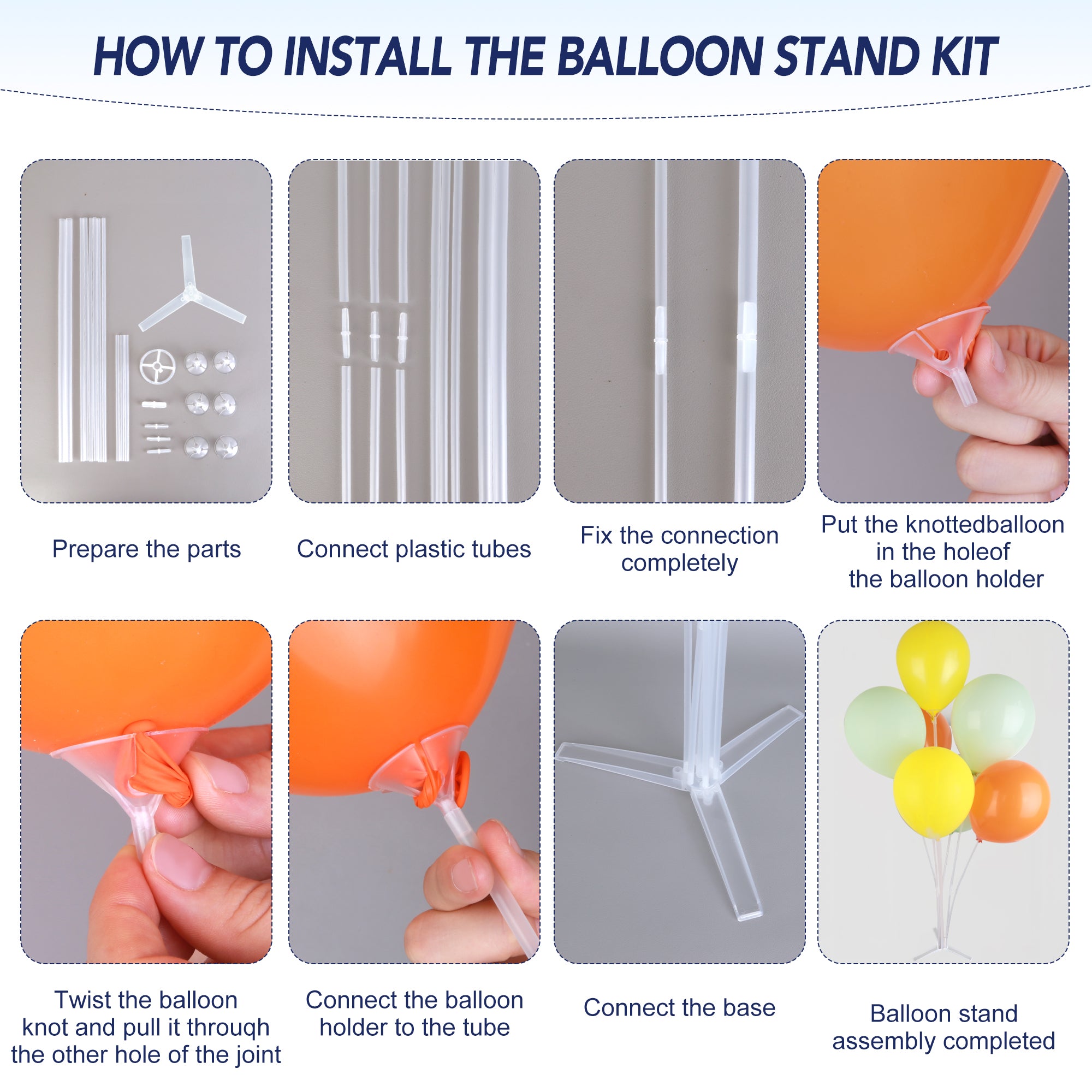 Ballonständer für 7 Luftballons - Rund oder Dreifuß - 70 cm, 2 Stück, für Tischdeko/Party (ohne Ballons)