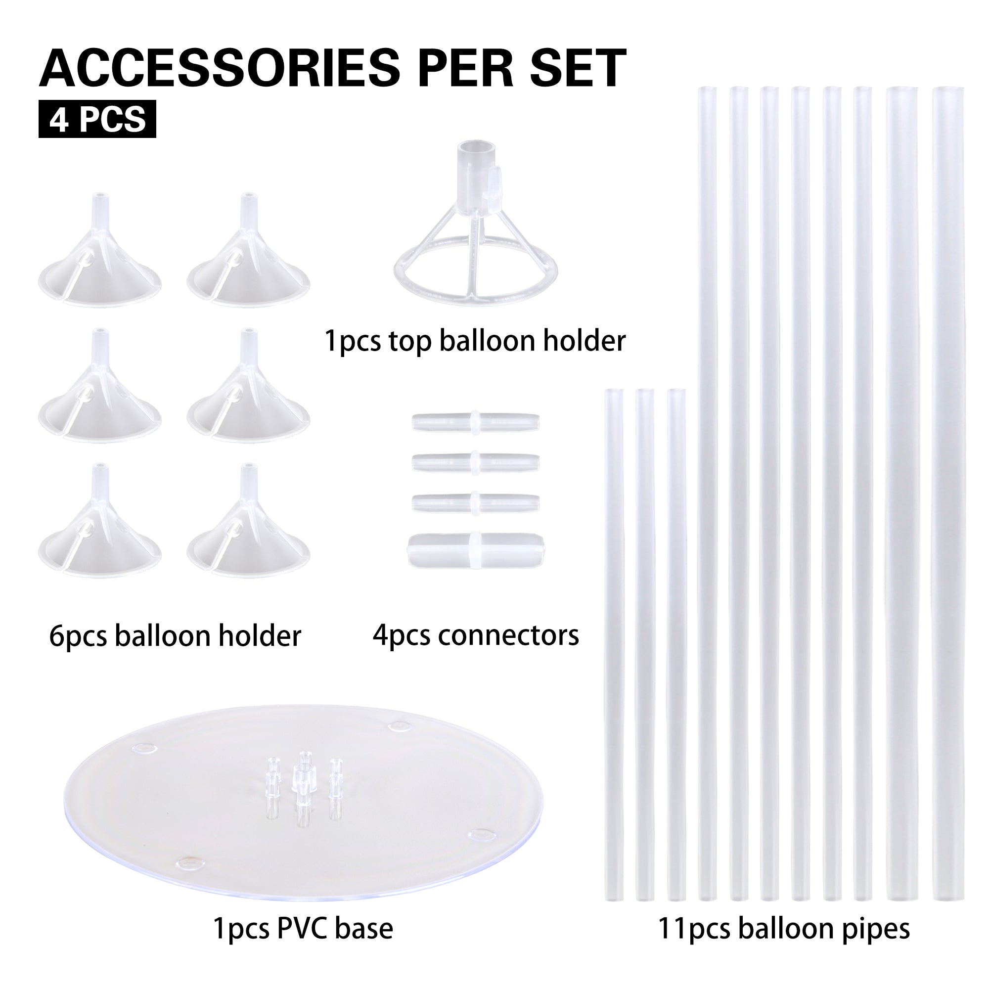 Ballonständer für 7 Luftballons - Rund oder Dreifuß - 70 cm, 2 Stück, für Tischdeko/Party (ohne Ballons)