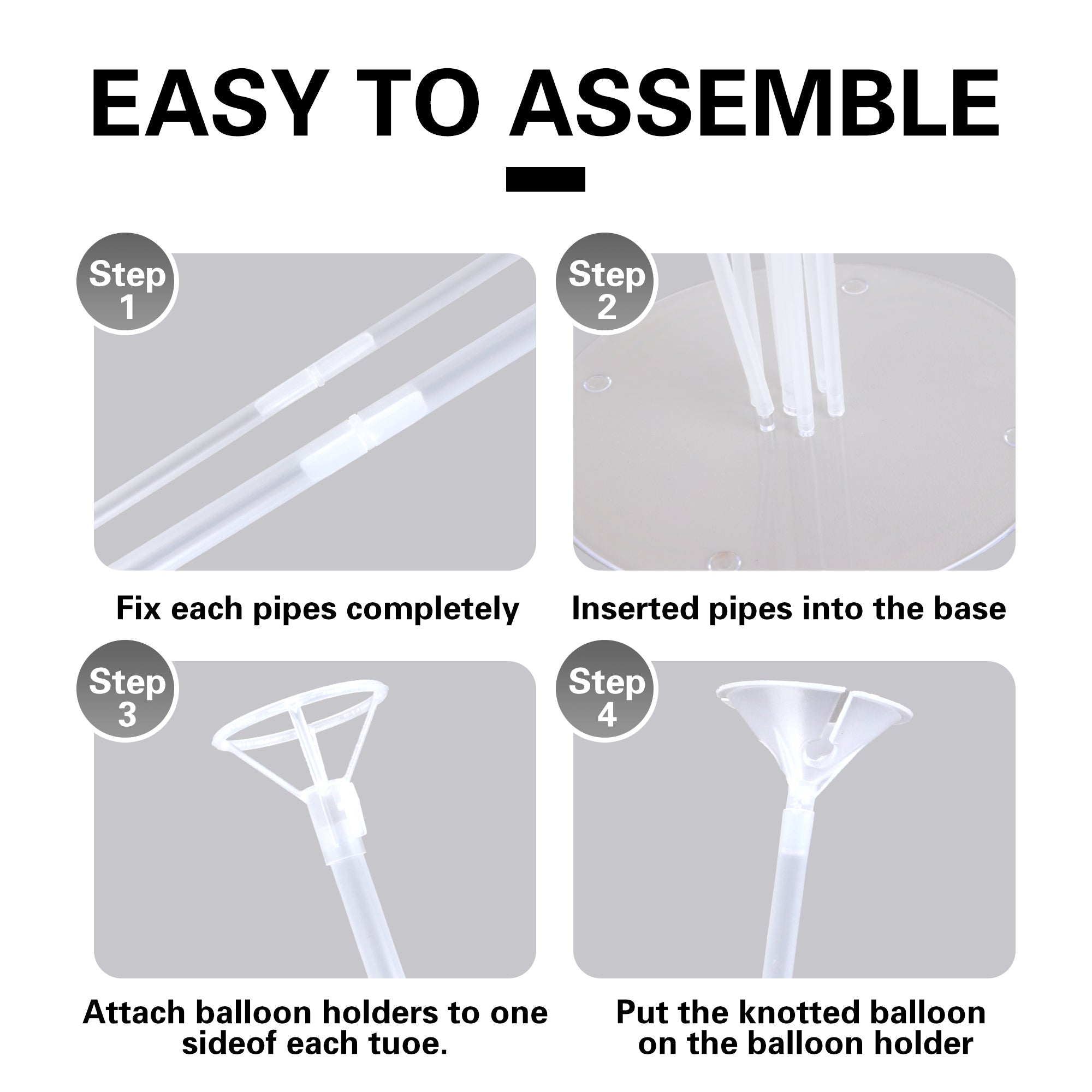 Ballonständer für 7 Luftballons - Rund oder Dreifuß - 70 cm, 2 Stück, für Tischdeko/Party (ohne Ballons)