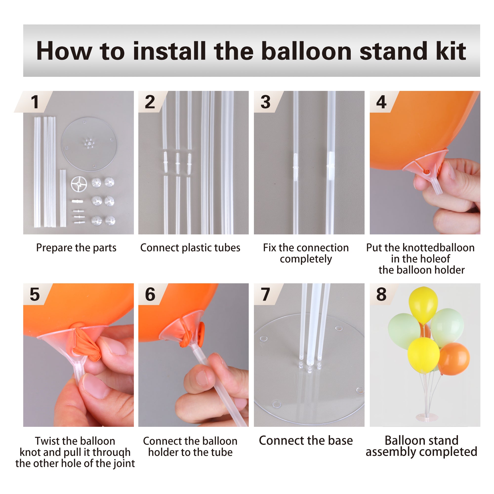 Ballonständer für 7 Luftballons - Rund oder Dreifuß - 70 cm, 2 Stück, für Tischdeko/Party (ohne Ballons)