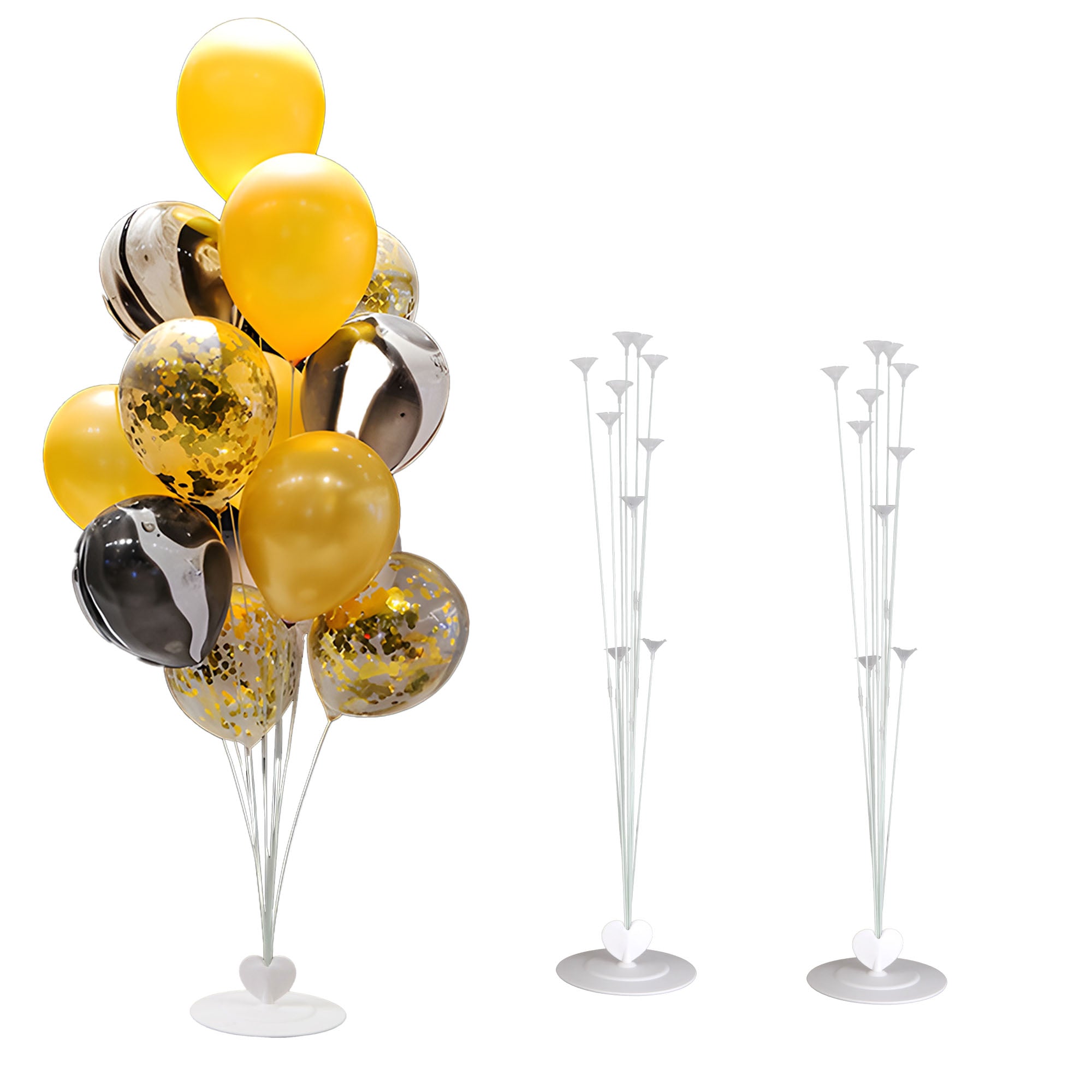 Ballonständer mit Herz-Basis für 11 Luftballons -104 cm,  2 Stück, für Boden-Deko/Party (ohne Ballons)