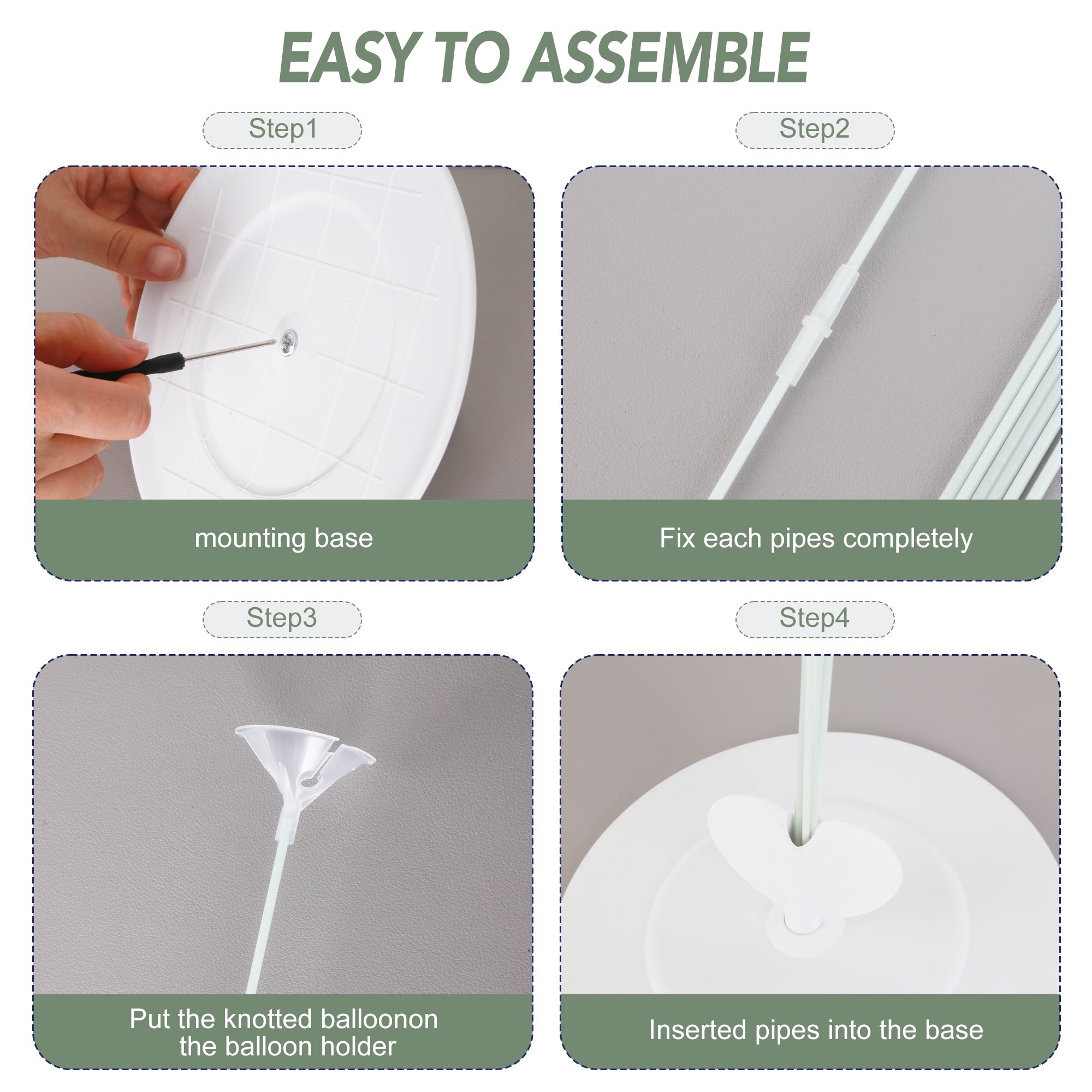 Ballonständer mit Herz-Basis für 11 Luftballons -104 cm,  2 Stück, für Boden-Deko/Party (ohne Ballons)