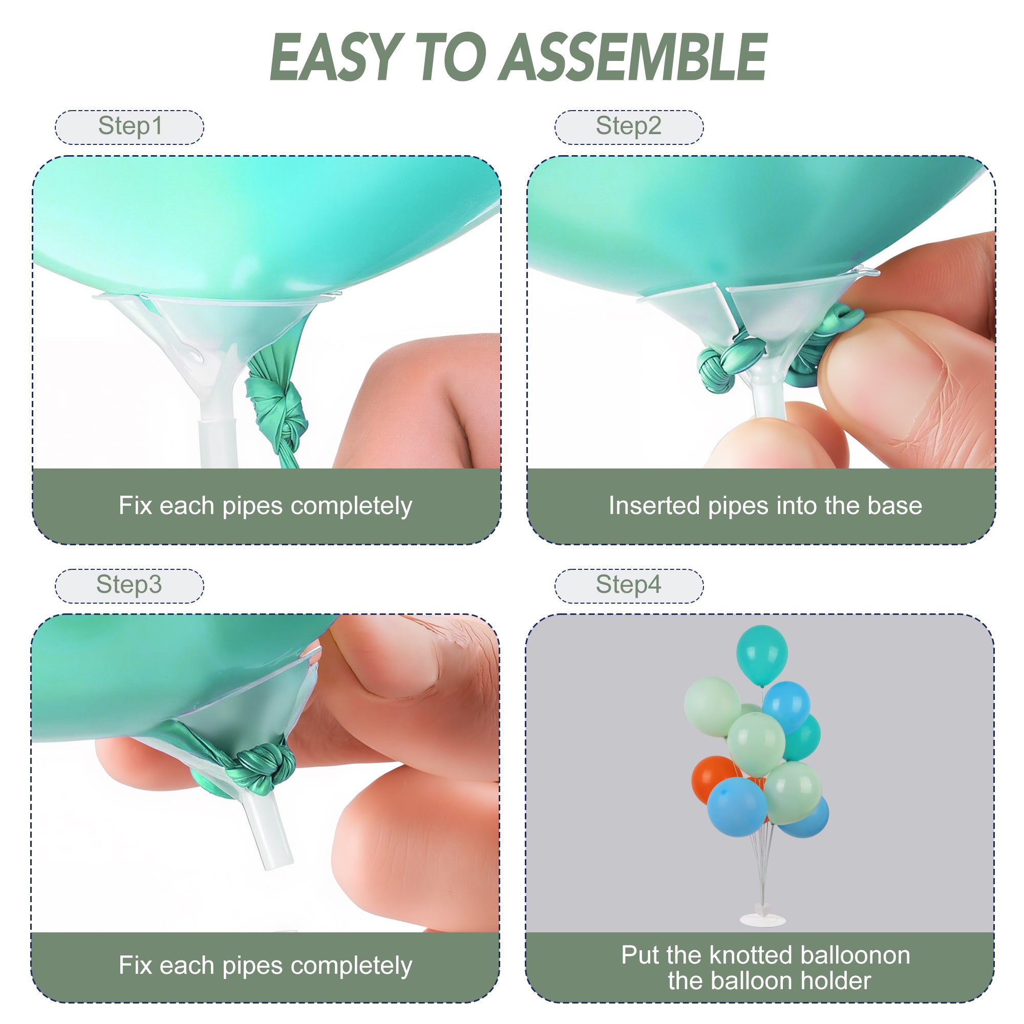 Ballonständer mit Herz-Basis für 11 Luftballons -104 cm,  2 Stück, für Boden-Deko/Party (ohne Ballons)